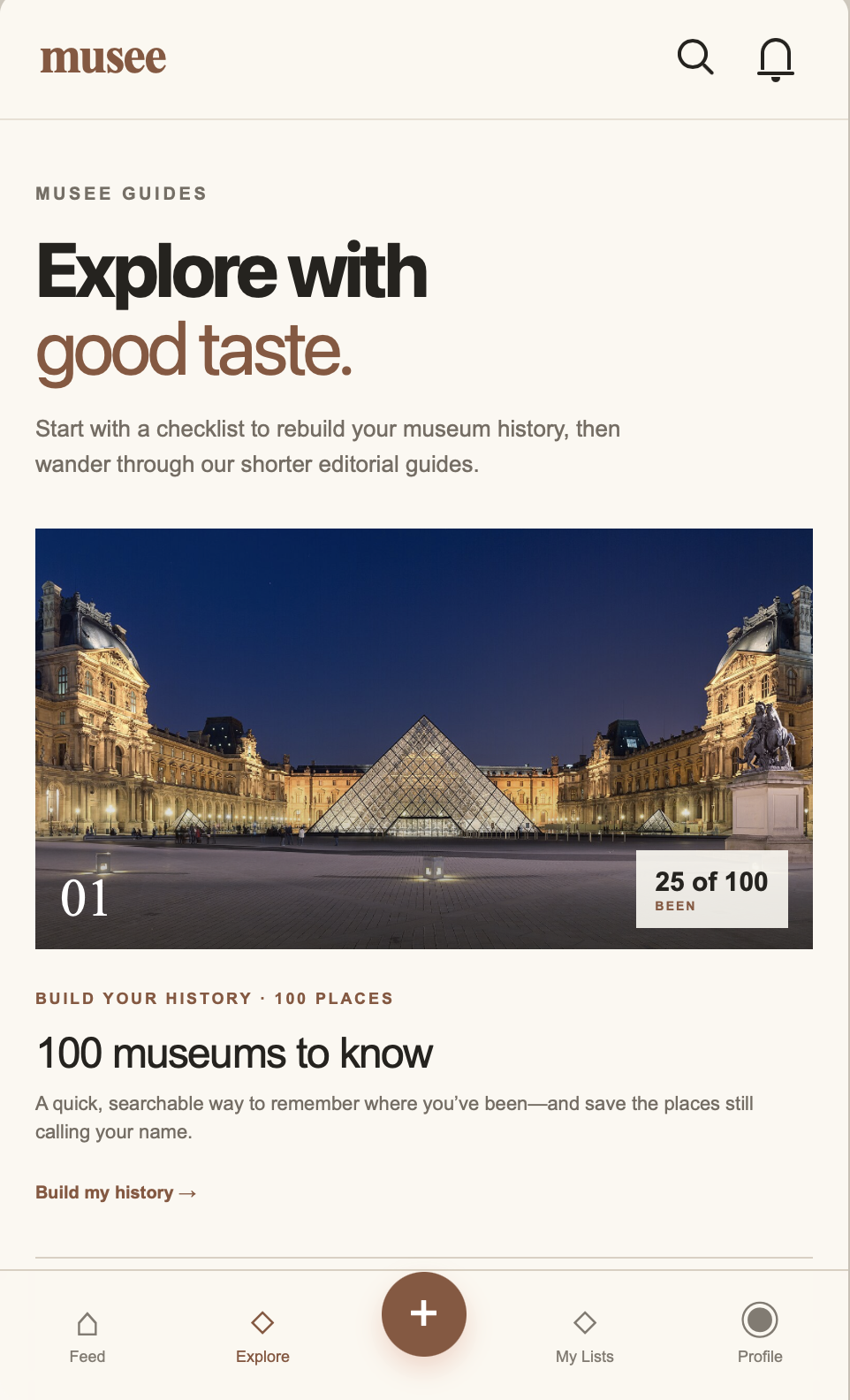 Musee editorial guides and museum history checklist